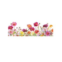Vibrant Floral Wall Stickers for Home Decor - Self - Adhesive Window Murals (20x58cm)