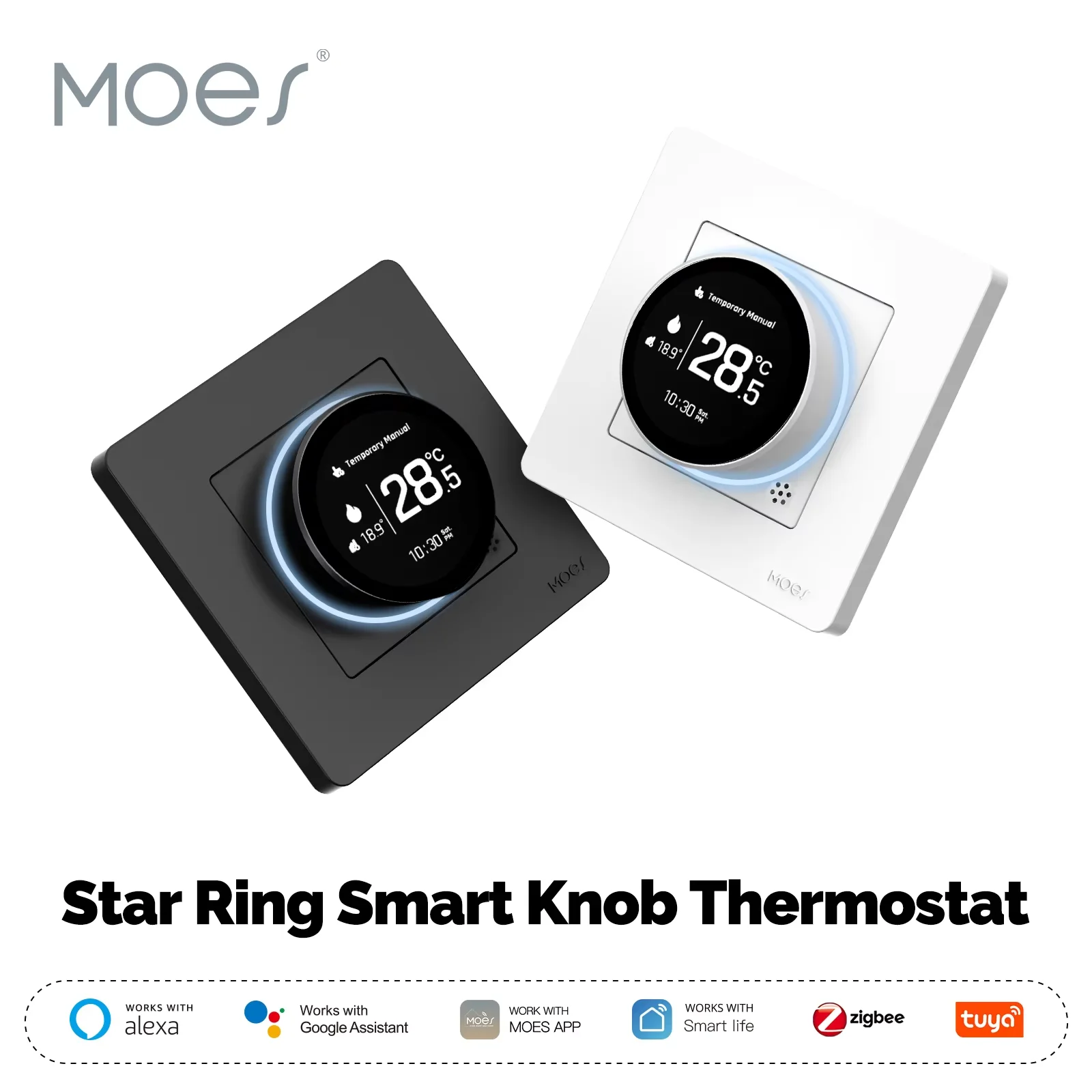 MOES Tuya ZigBee สมาร์ทลูกบิดเทอร์โม Star Ring Series อุณหภูมิหม้อต้มน้ําไฟฟ้าเครื่องทําความร้อน Alexa Google 1