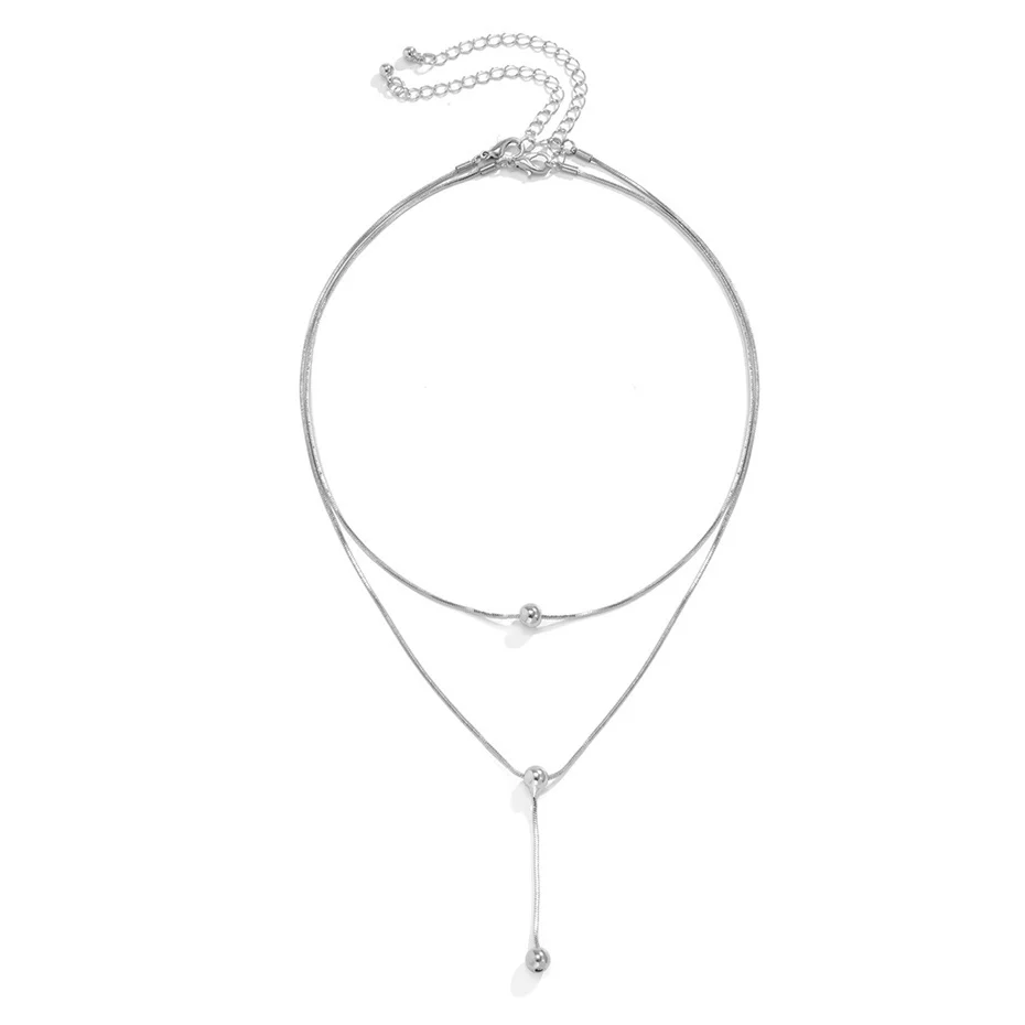 Ingemark Gothic Temperament Snakes Bone Thin Chain Necklace for Women Collar Vintage Ball Pendant Choker Neck Jewelry Accessories_voghion.com