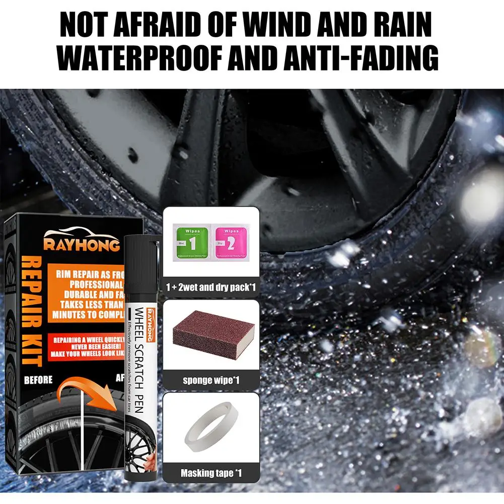 

Universal Black Paint Car Alloy Wheel Repair Adhesive Kit General Purpose Black Paint Fix Tool For Car Auto Rim Dent Scratc B2K2