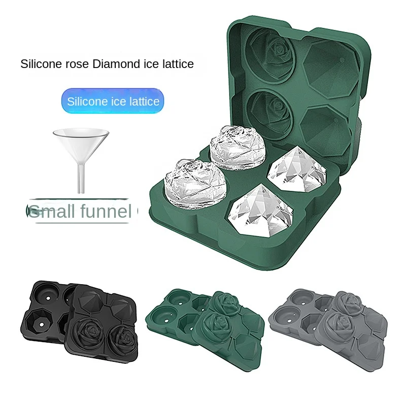 

Diamond Rose Shape Reusable Ice Cube Mold Ice Cube Mold for Freezer with Lid Whisky Wine Cool Down Ice Maker Ice Cubes Tray Mold