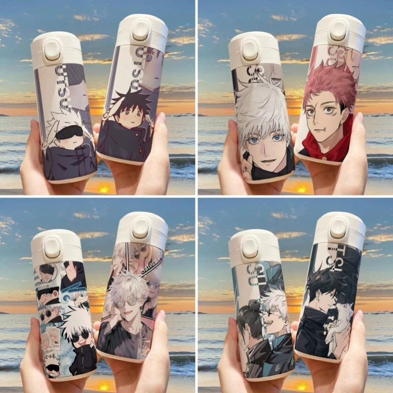 

Кружка для воды из нержавеющей стали, термос с изображением юдзютсу, хайсена, Сатору, годзо, Юджи, итадор, чашка для воды Megumi, аниме, периферийный мультяшный