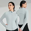 New Solid Color Women's Yoga Jacket Waist Tight Top Outdoor Jogging Exercise Jacket Training Clothes With Thumbtacks 2
