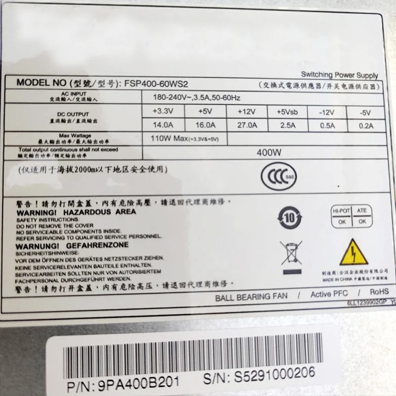 Power Supply For FSP FSP400-60WS2 FSP400-60GN 400W 2U Will Fully Test Before Shipping 6 Power Supply For FSP FSP400-60WS2 FSP400-60GN 400W 2U Will Fully Test Before Shipping - Image 4