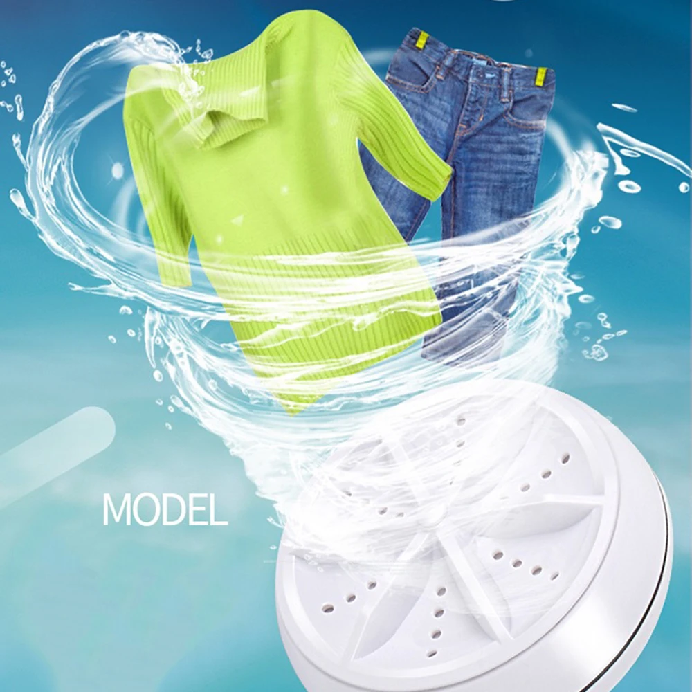 

3 In 1 Portable Mini Washing Machine Ultrasonic Turbines Rotating Washer USB Charging Laundry Clothes Cleaner For Home Travel