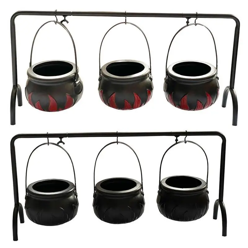 

3pcs Mini Halloween Candy Bucket Pot Witch Skeleton Cauldron Holder Jar Home Decor Halloween Scary Craft Party Decoration