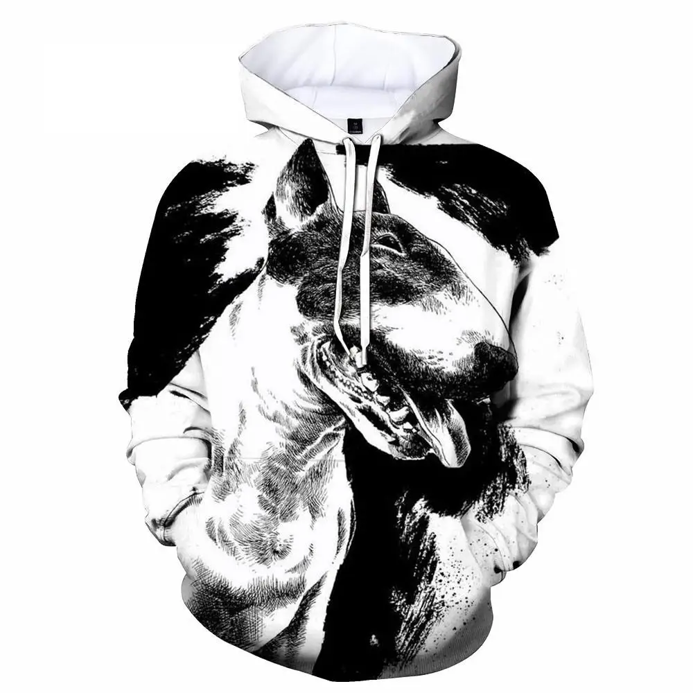 Mode Bull Terrier 3D-Druck Männer, Frauen und Kinder Hoodie lässig Haustier Hund Muster Street Style leichtes Top – Detail 2