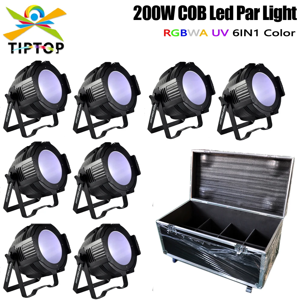 

TIPTOP Indoor 200W LED Wash Par Light High Wireless RGBWA UV 6IN1 DMX Audience Spot Event Stage Light 8IN1 Flightcase Pack