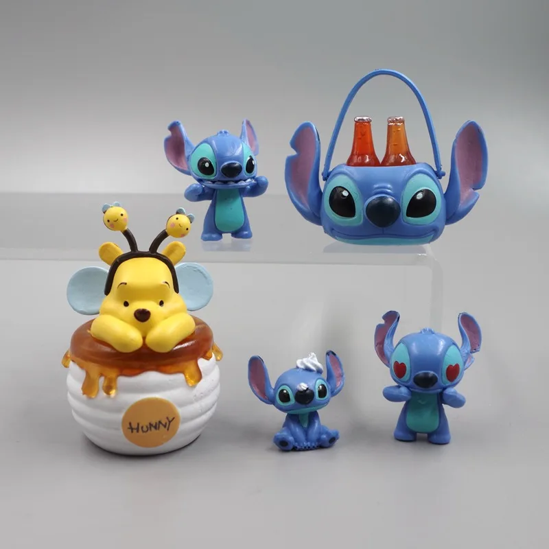 

Cartoon Cute Basket Disney Stitch Figure Doll Honey Jar Good Guy DIY Patch Materials Microlandscape Decoration Funny Toy Dolls