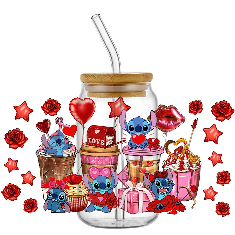 Miniso DTF Sticker 16 OZ Glass Can Wrap 3d Crystal Sticker Waterproof Scratch Resistant Adhesive Sticker