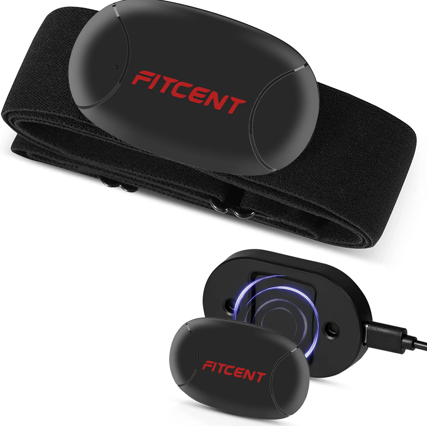 FITCENT Rechargeable 5.3 Khz ANT+ Bluetooth Chest Heart Rate Monitor