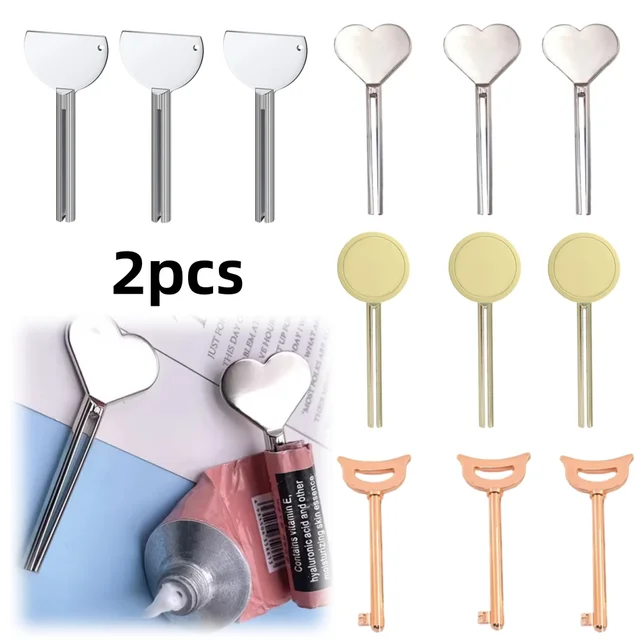 2 pezzi di metallo manuale dentifricio spremiagrumi dispenser in acciaio inossidabile tubo spremiagrumi crema per le mani tubo chiave rullo accessori per il bagno 1