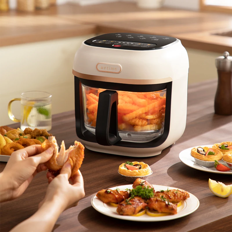 Air Fryer New Holographic Color Screen Uncoated Borosilicate Glass Liner Transparent and Visible 4