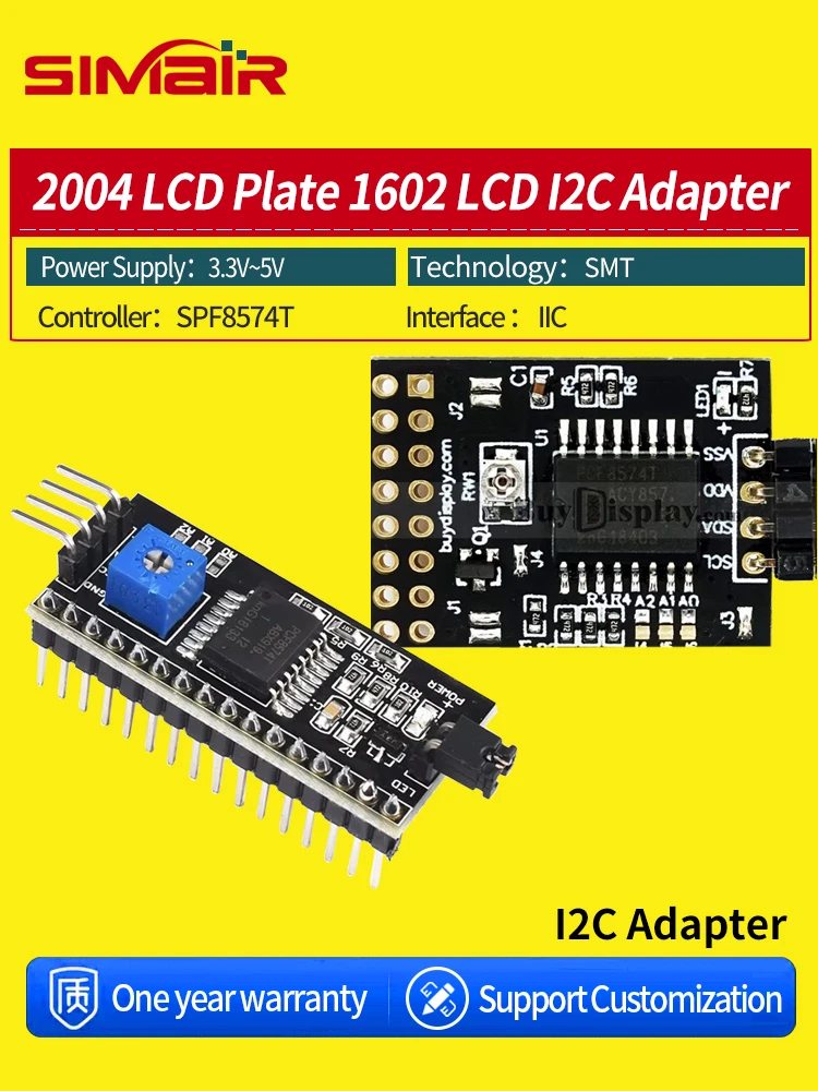 Hot Sale Singel Row Character LCD SPF8574 2004 LCD Plate 1602 I2C Adapter