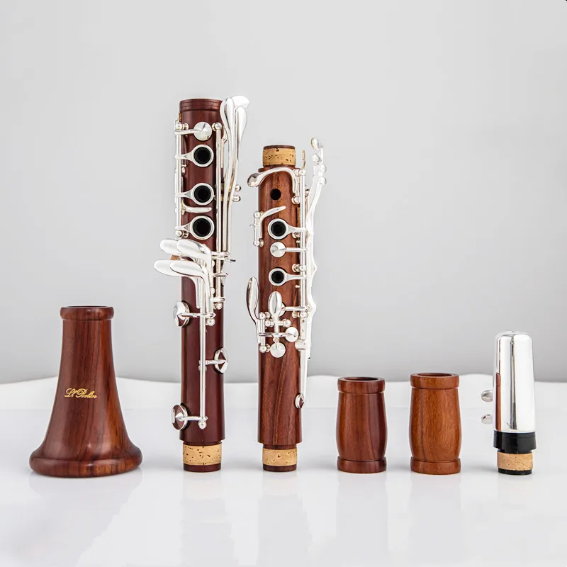 New B-Flat Red Wood Professional Clarinet with Case Accessories, Professional Clarinet, High Quality,Clarinet Silvering keys
