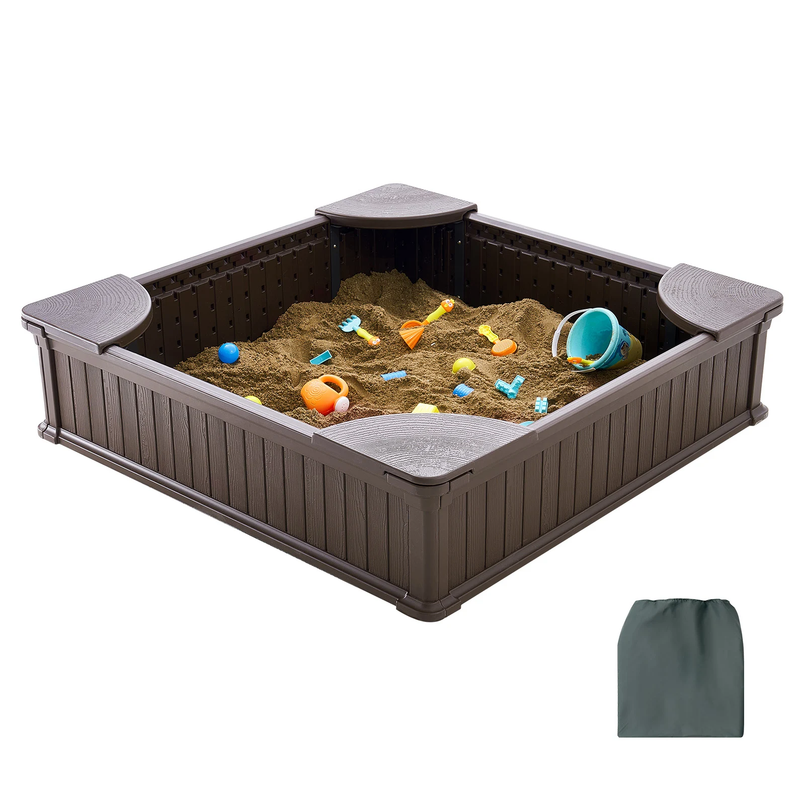 Kids Outdoor Sandbox with Cover and Seating