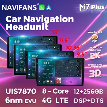 범용 자동차 멀티미디어 라디오 플레이어, 올인원 기계 내비게이션, GPS 카플레이, 대형 스크린, 안드로이드 13, M7 MAX, 13 인치, 1920x1200