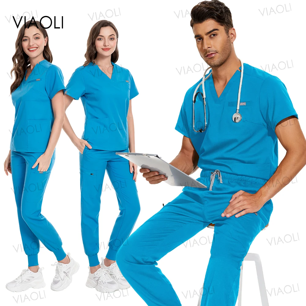 

Beauty Uniforms Unisex Clinical Workwear Vet Pharmacy Dentist Overalls Healthcare Scrub Suit Medical Accessories Nurse Scrub Set