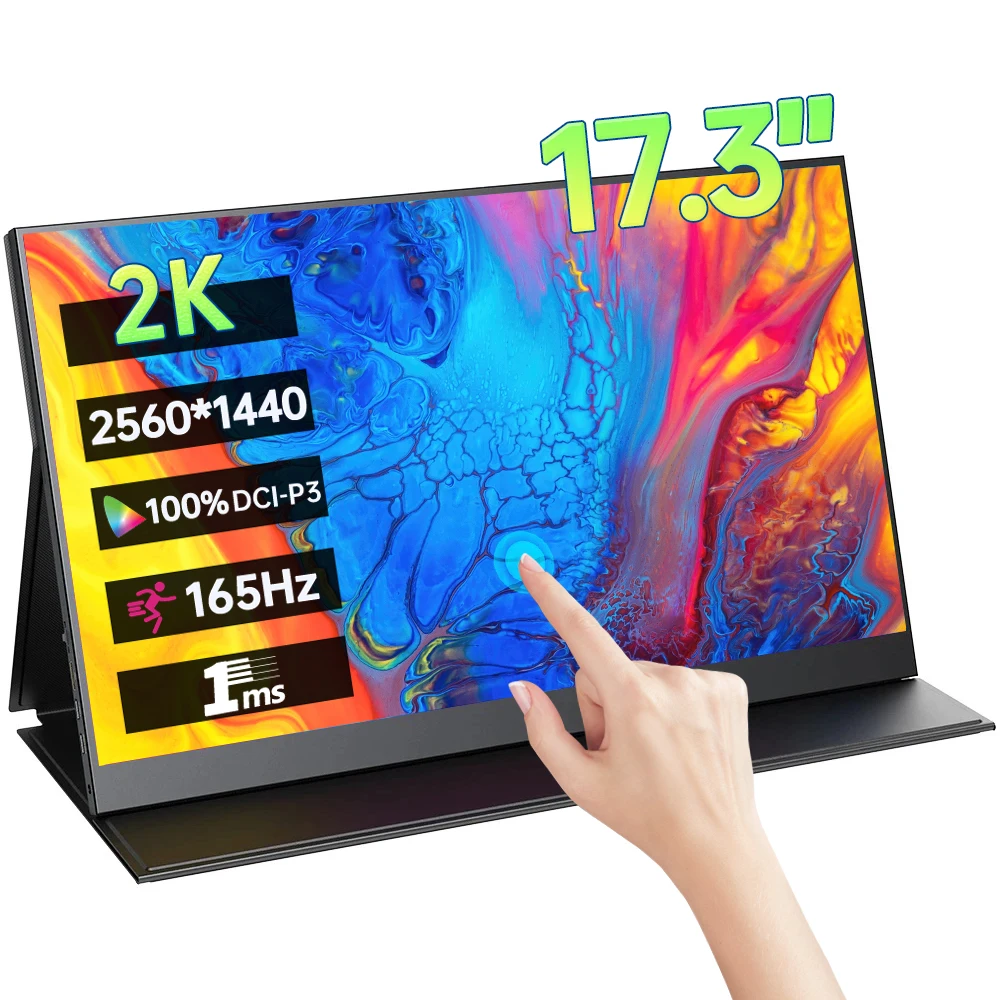 Monitor portátil con pantalla táctil de 15,6/17,3 pulgadas, 2K, 165Hz ...