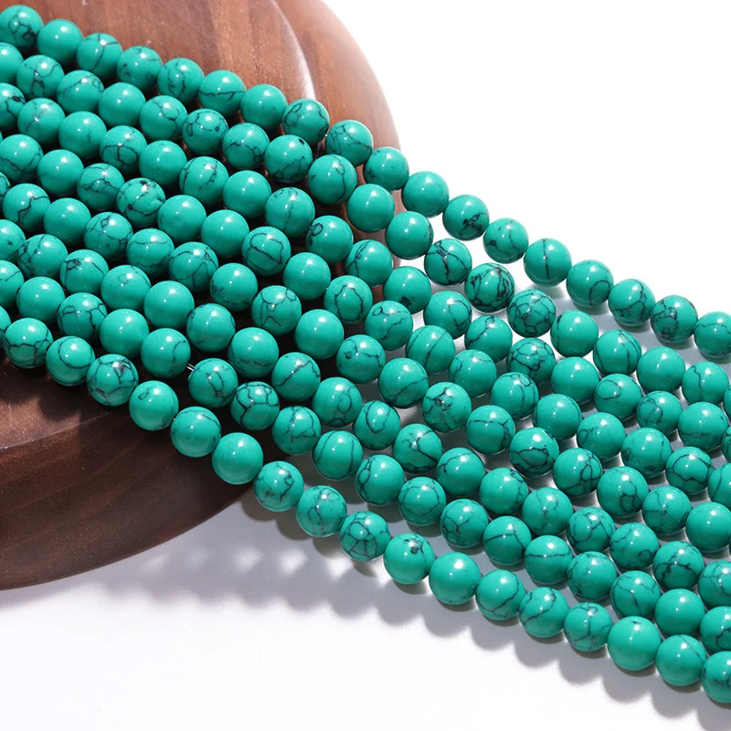 Natural Stones Round Shape Loose Mineral Turquoises Rondelle Beads Jewelry DIY Bracelet Earrings Accessories