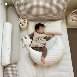 Almohada para dormir para bebé, cojín para recién nacido, oso de dibujos animados, de algodón puro, cómoda, bonita, media luna