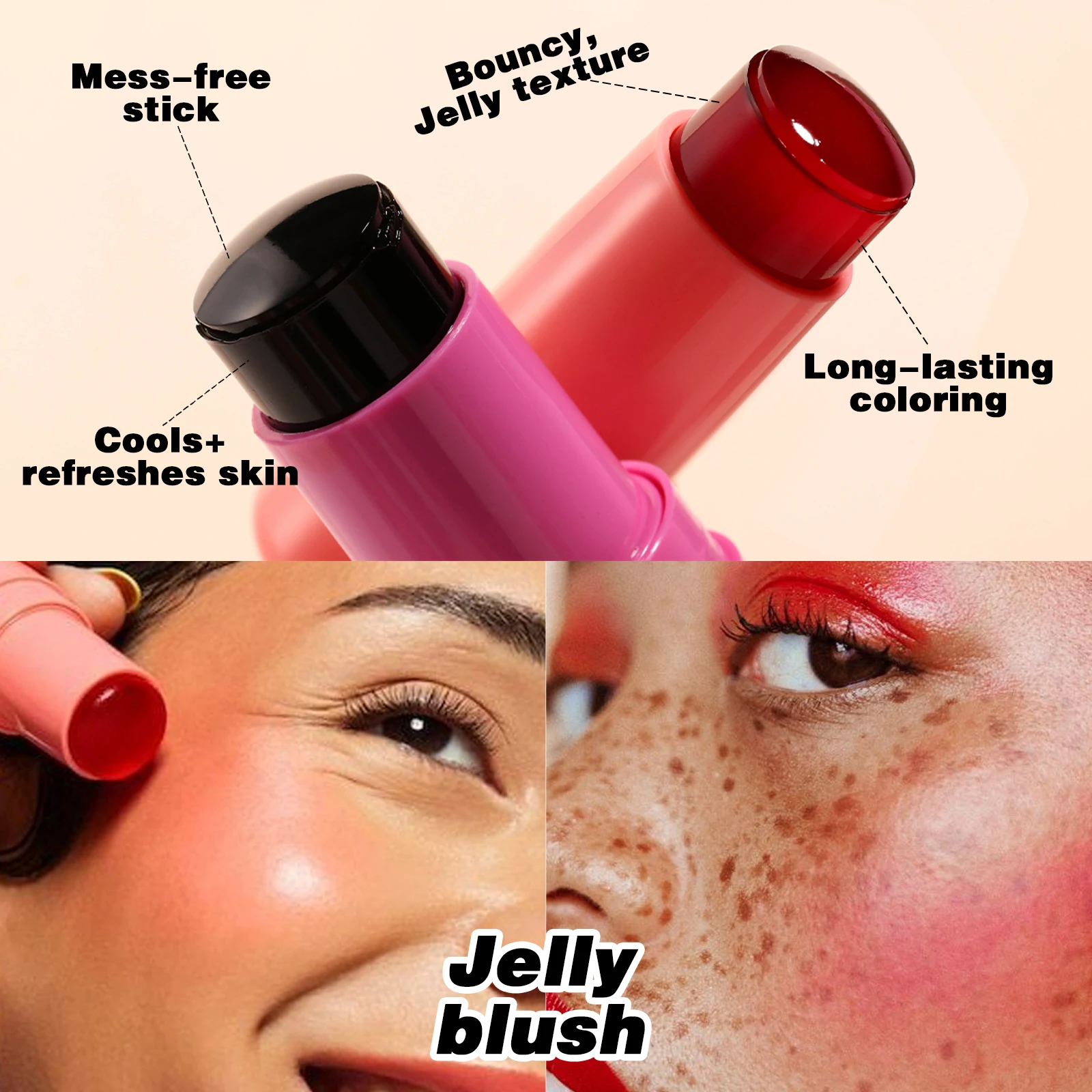 Jelly like Matte Cushion Blush Stick Lightweight Provides Coverage Controls Oil Blends Easily and Creates a Natural Makeup Look