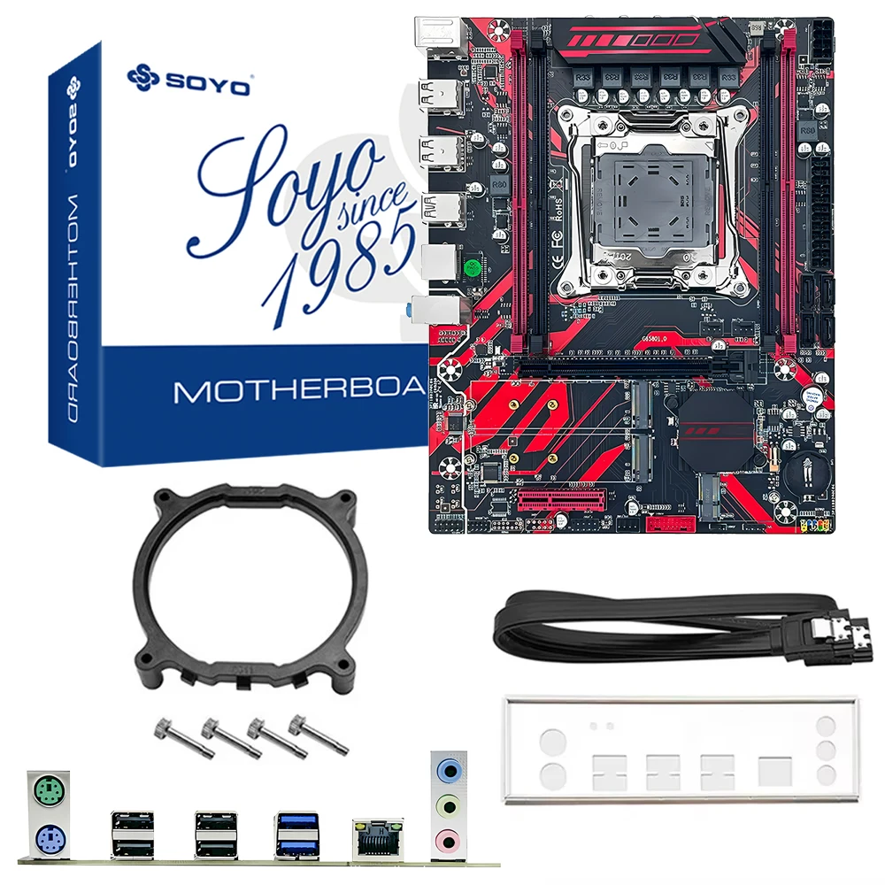Комплект материнской платы SOYO X99 RED с процессором LGA2011-3 Xeon E5 2680 V4 DDR4 16 ГБ (2*8 ГБ) 2133 МГц ОЗУ NVME M.2 SATA 6