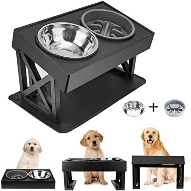 Dog Double Bowls Stand Height Adjustable Pet Feeding Bowl Medium Big Dog  Elevated Food Water Dish Lift Table Feeders Dogs Cats - AliExpress