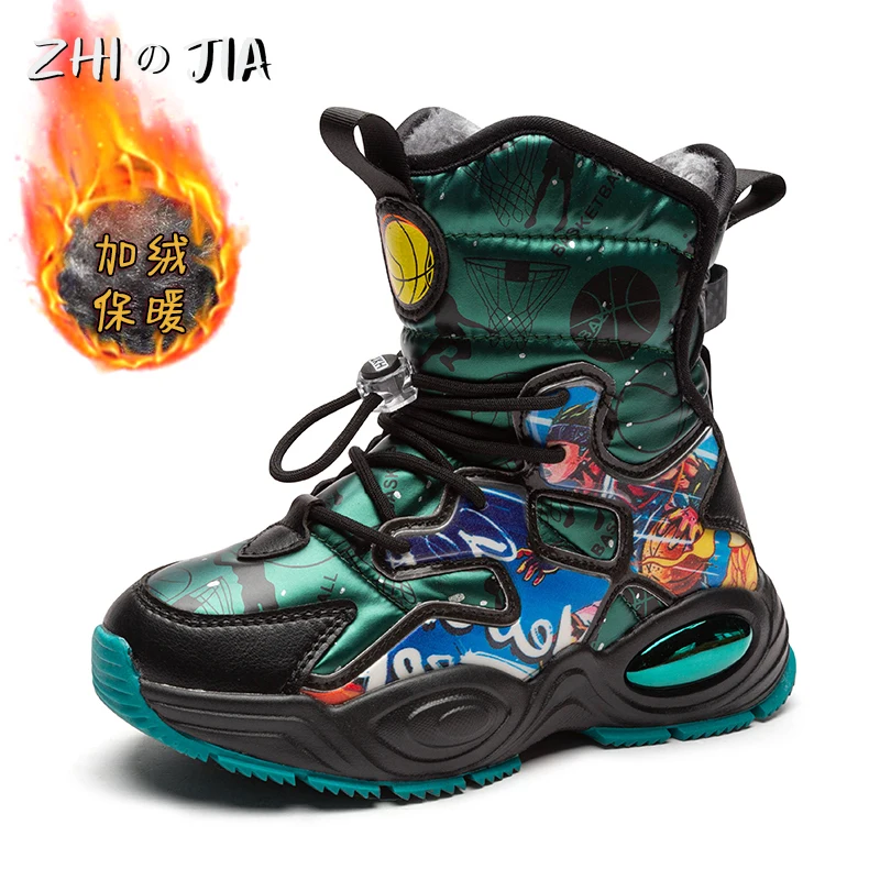 High Quality Winter Children\'s Non Slip Buckle Snow Boots Boys Outdoor Warm Boots Fashion Paired With High Cut Cotton Footwear