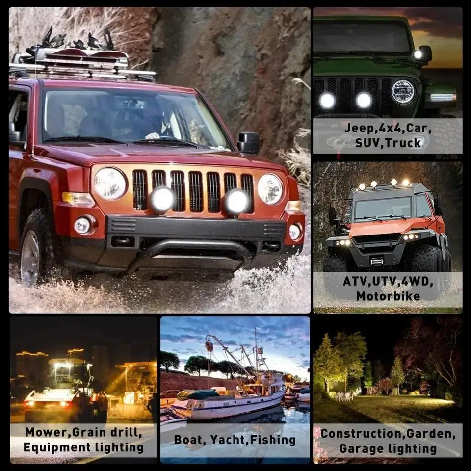 7inch Waterproof LED Headlight Hi/Low Daytime running Offroad LED Bar Spot Flood