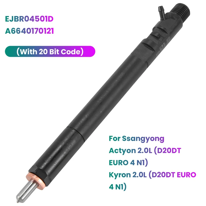 

EJBR04501D A6640170121 New Diesel Fuel Injector (With 20 Bit Code) For Ssangyong Actyon Kyron Rexton CRDI EURO 4 Parts