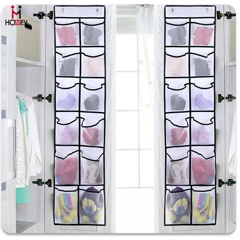 12 Compartments Behind The Door Shoe Storage Hanging Bag Mesh Pocket Slippers Organizing Non-woven Storage Bag G588 shoe organizer