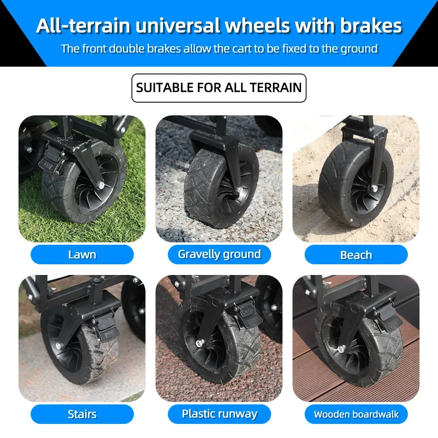 Heavy Duty Outdoor Folding Wagon Cart – Large Capacity & Portable Utility Trolley 4