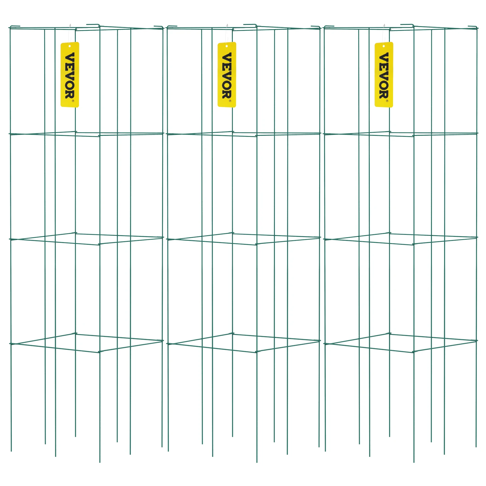 SucceBuy Tomato Cages Plant Support Cages 3/5/6/10 Pack Square Steel 3.3 /3.8 FT Green for Garden Plant Care Soil & Accessories