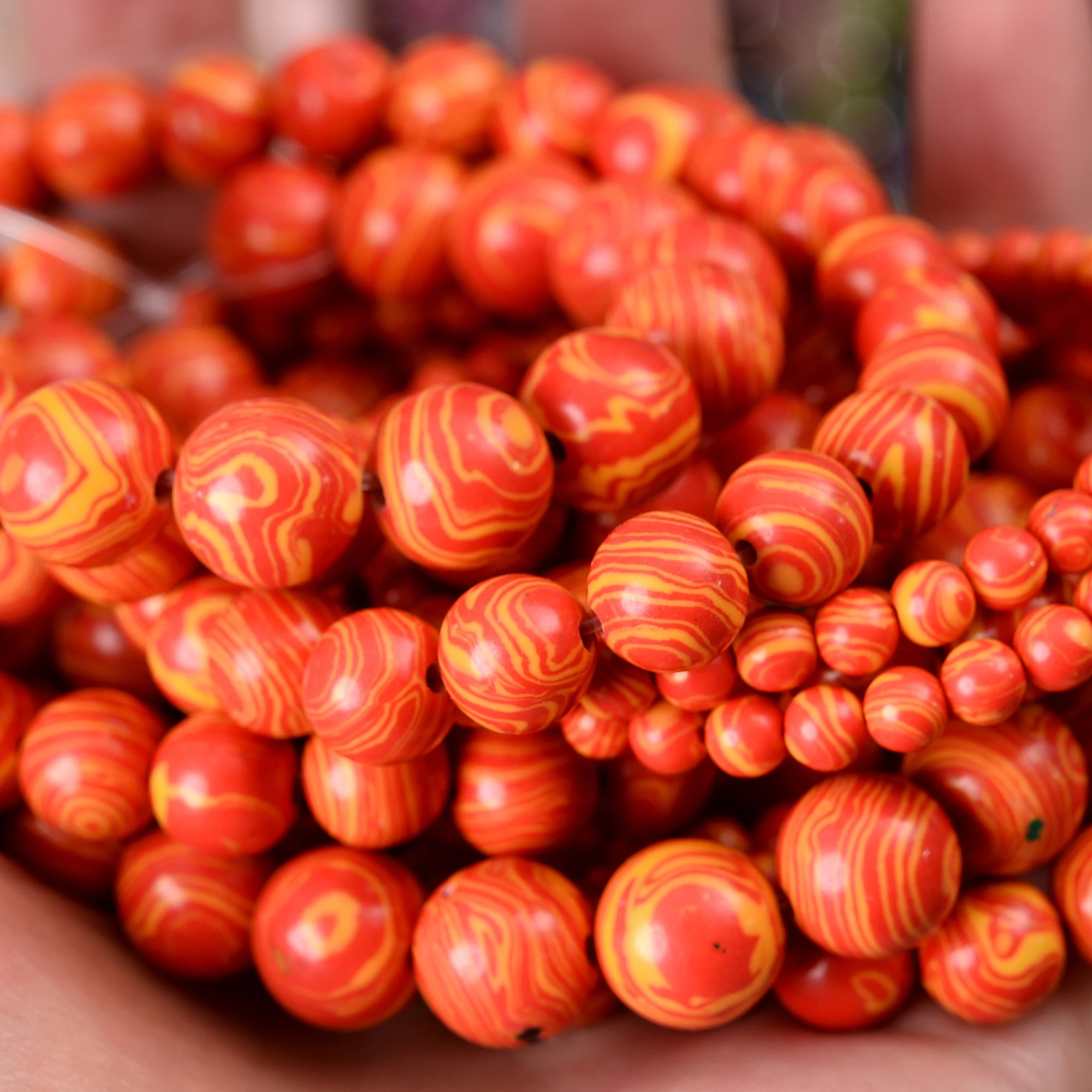 Natural Stone Beads Round Orange Malachite Spacer Beads for Jewelry Making DIY Charms Bracelet Necklace Accessorie 4 6 8 10 12mm