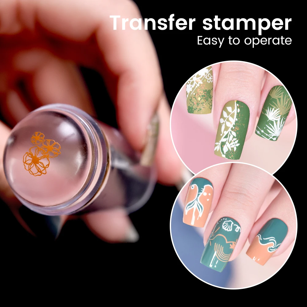 Nail Art Stamper Scraper Set Transparent Jelly Silicone Stamp Nail Stamping Plates Polish Print Transfer Templates Designs Tool 3