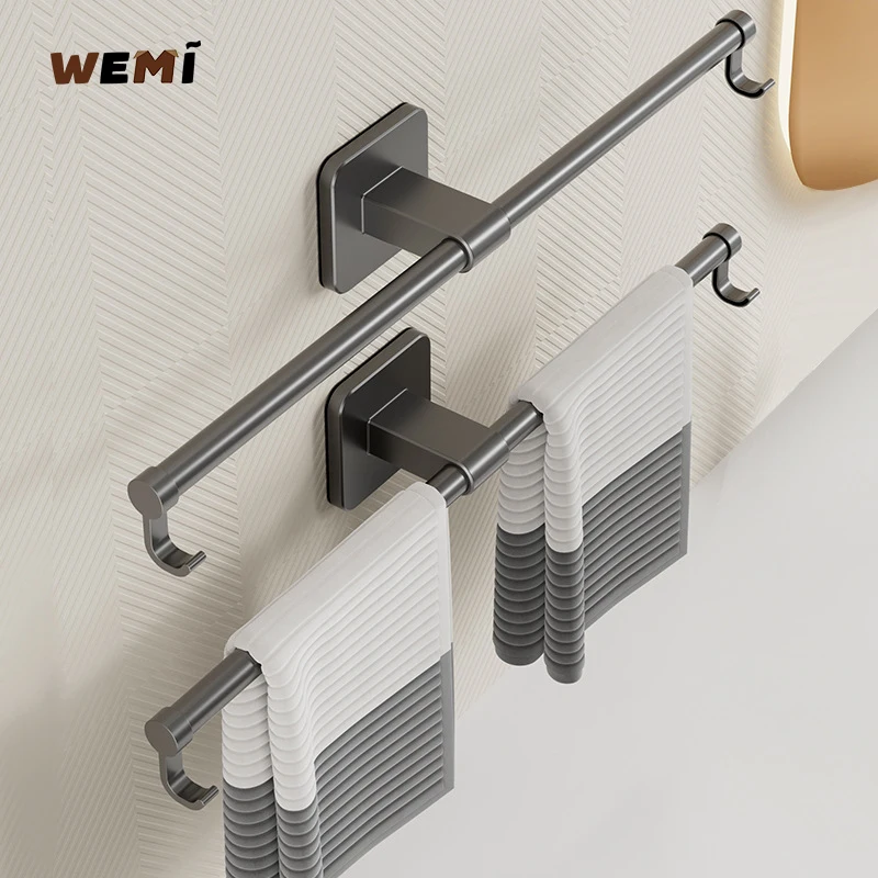 35/45/55cm Towel Rack Towel Hanger Bath Holder Wall Hanging Bars Aluminum Bathroom Shelf Kitchen Storage Rack