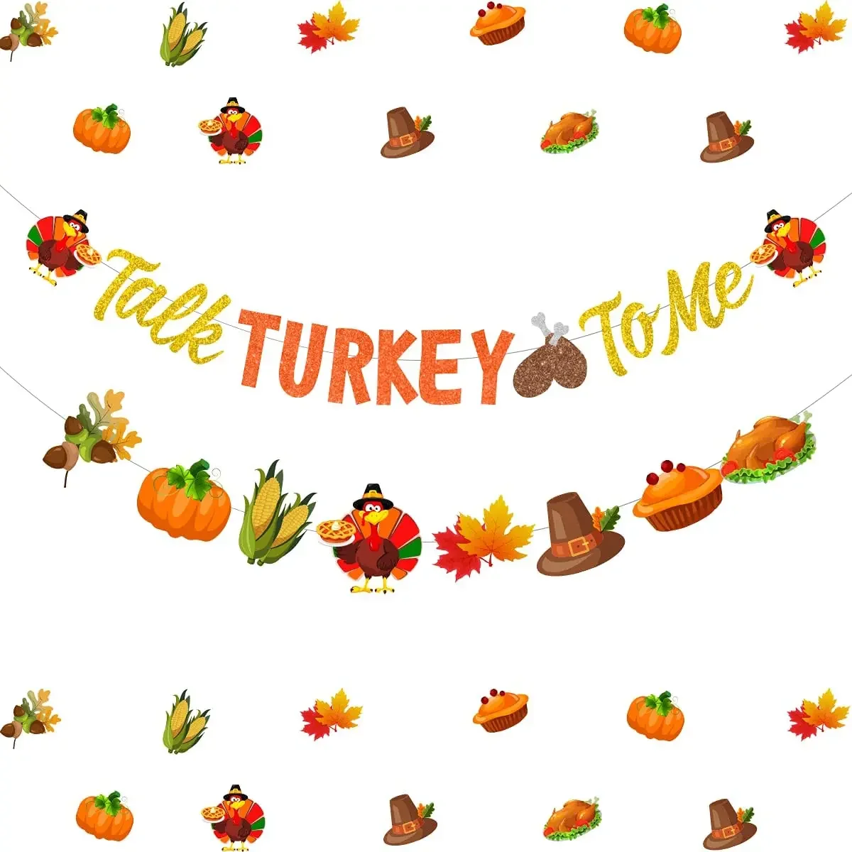 

Banner Glitter for Thanksgiving Party Decor Outdoor Indoor with Pumpkin Maple Leaf Garland for Fall Happy Harvest Supplies