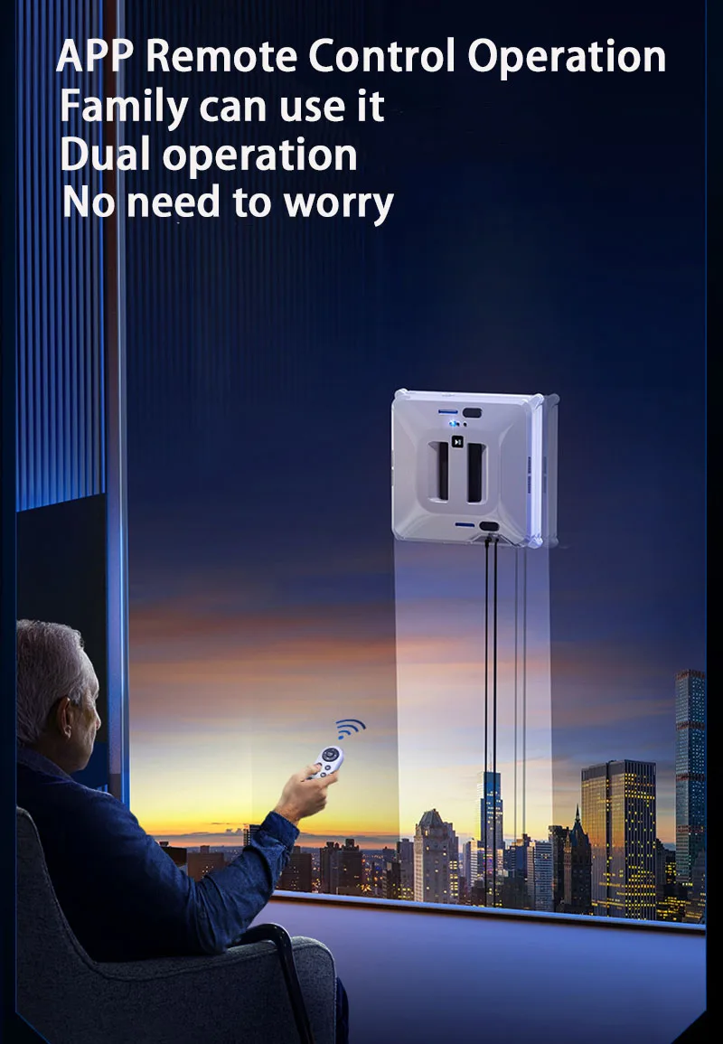 2800Pa Window Cleaner Robot Large Suction Smart Water Spray Window Washer Robot Multiple Cleaning Modes Household Clean Glass 6