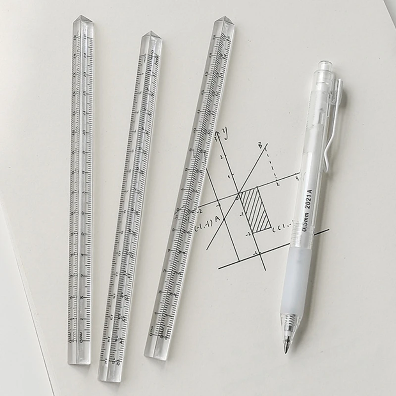 Prism Straight Ruler 0-15cm Acrylic Mathematics Ruler Architectural Scale Scale Tool Student Stationery