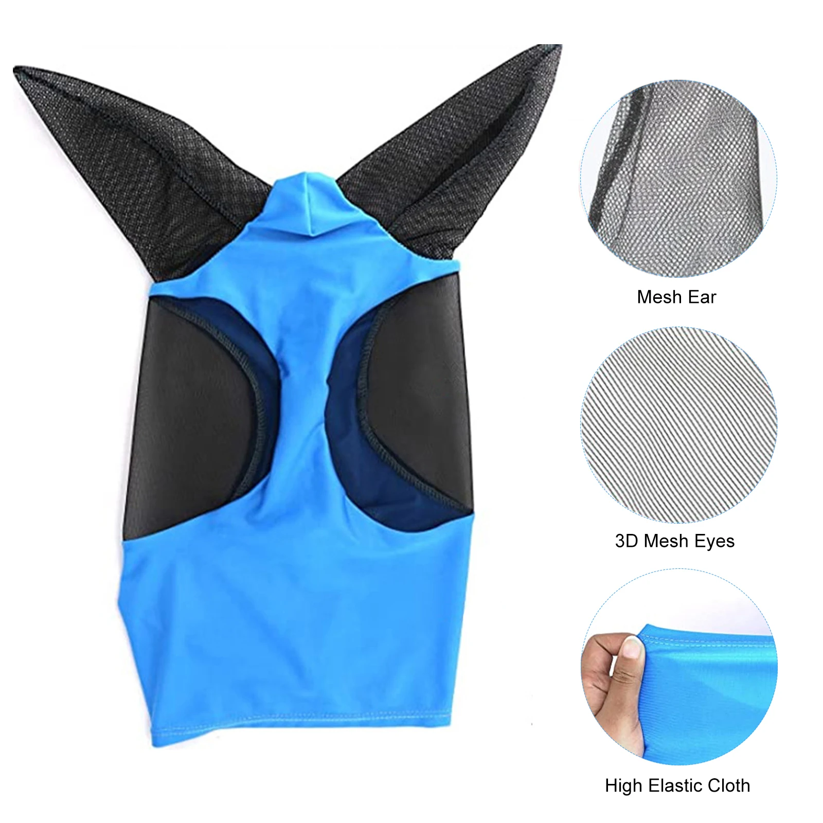 Horse Fly Mask 3D Design Supplies Ergonomics Pet Summer Eye Shield Anti Mosquito Ear Half Face Mesh Fly Protective Cover Parts 6