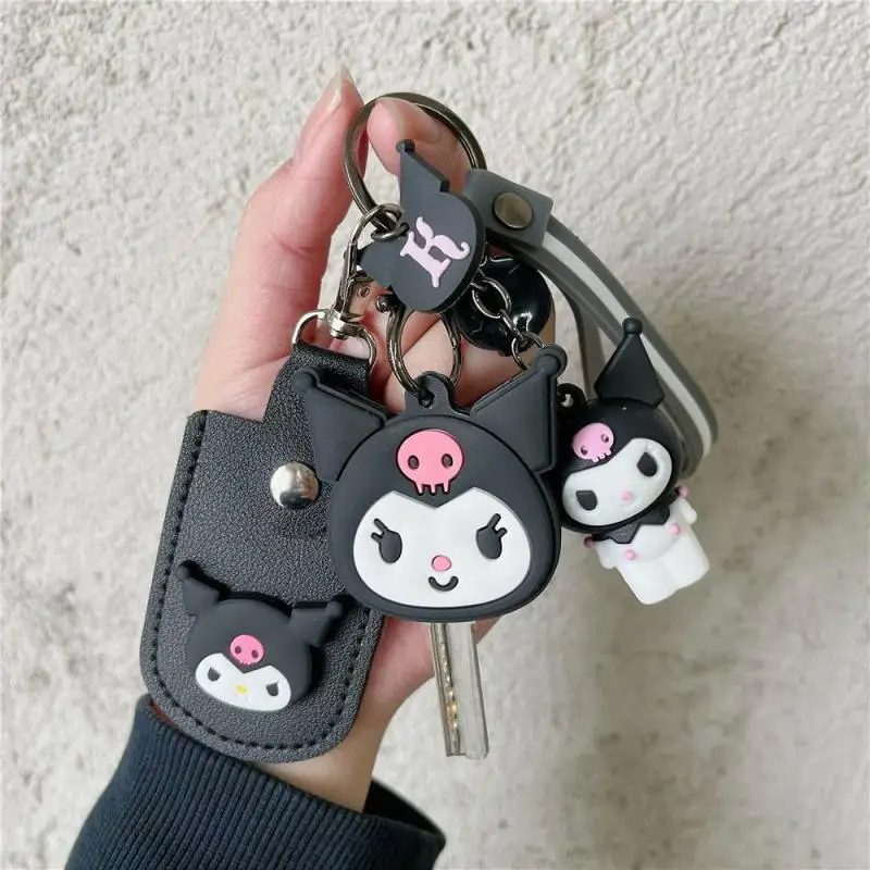 Sanrio Hello Kitty Kuromi Keychain Silicone Kawaii Anime Cute Key Case Kt Cat Pendant Melody Access Control Card Case Keychain