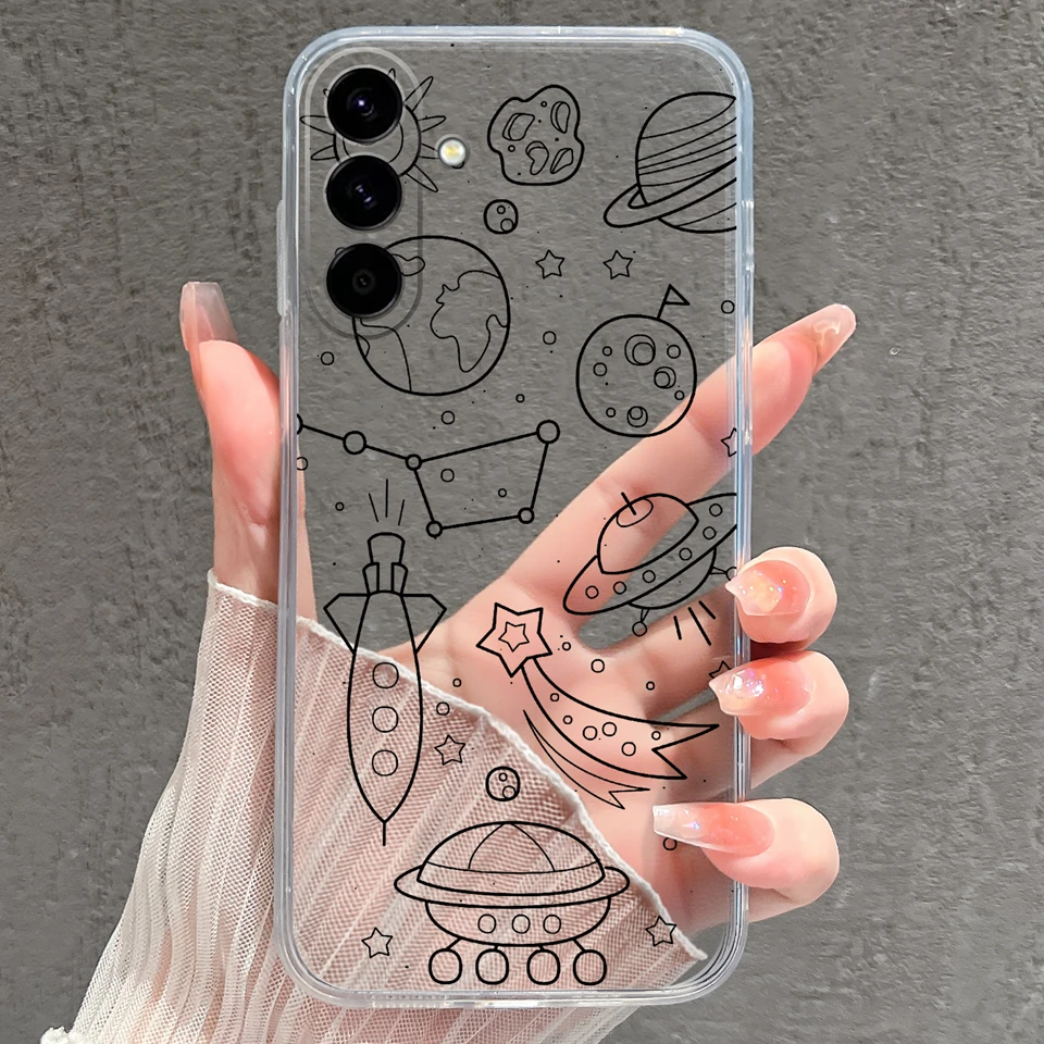 Pink Star Dinosaur Creative Silicone Clear Phone Case - Durable Bumper Housing Design
