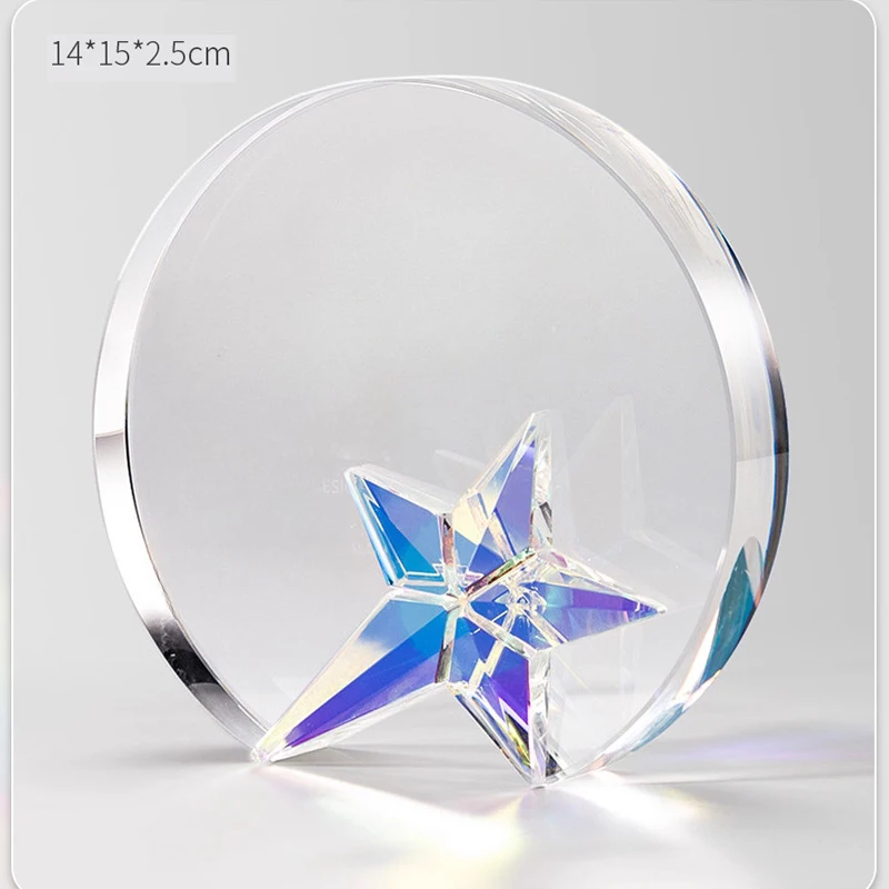 Customized Rotundity Crystal Trophy Color Printing Sports Annual Meeting Award Outstanding Employee Souvenir Home Decoration 1Pc