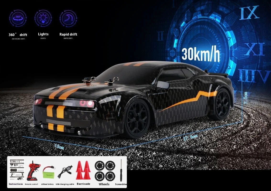Four Wheel Drive Remote Control Car Electric Toy Gift Simulated Car With Lights High-Speed Drift Mustang Racing Car 5