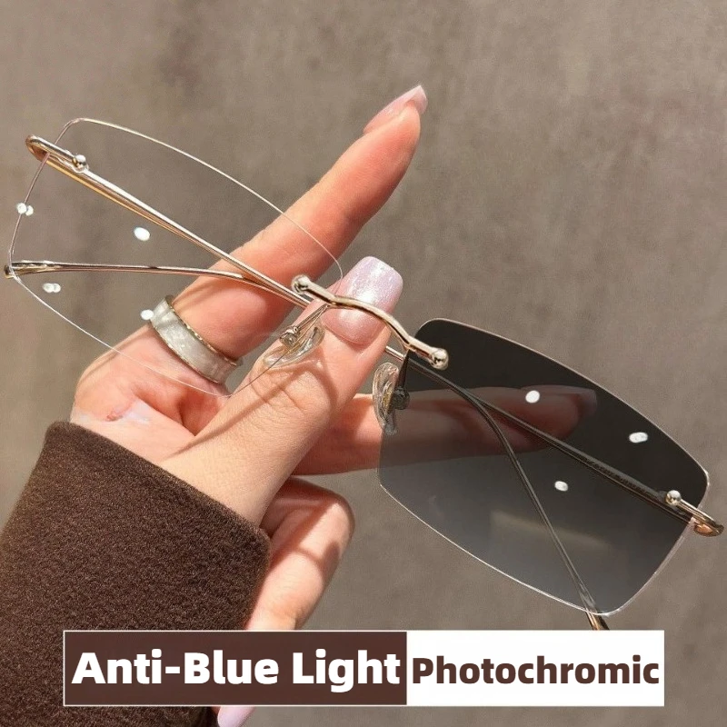 Photochromic Ultra-Lightweight Women's Frameless Glasses with Blue Light Protection