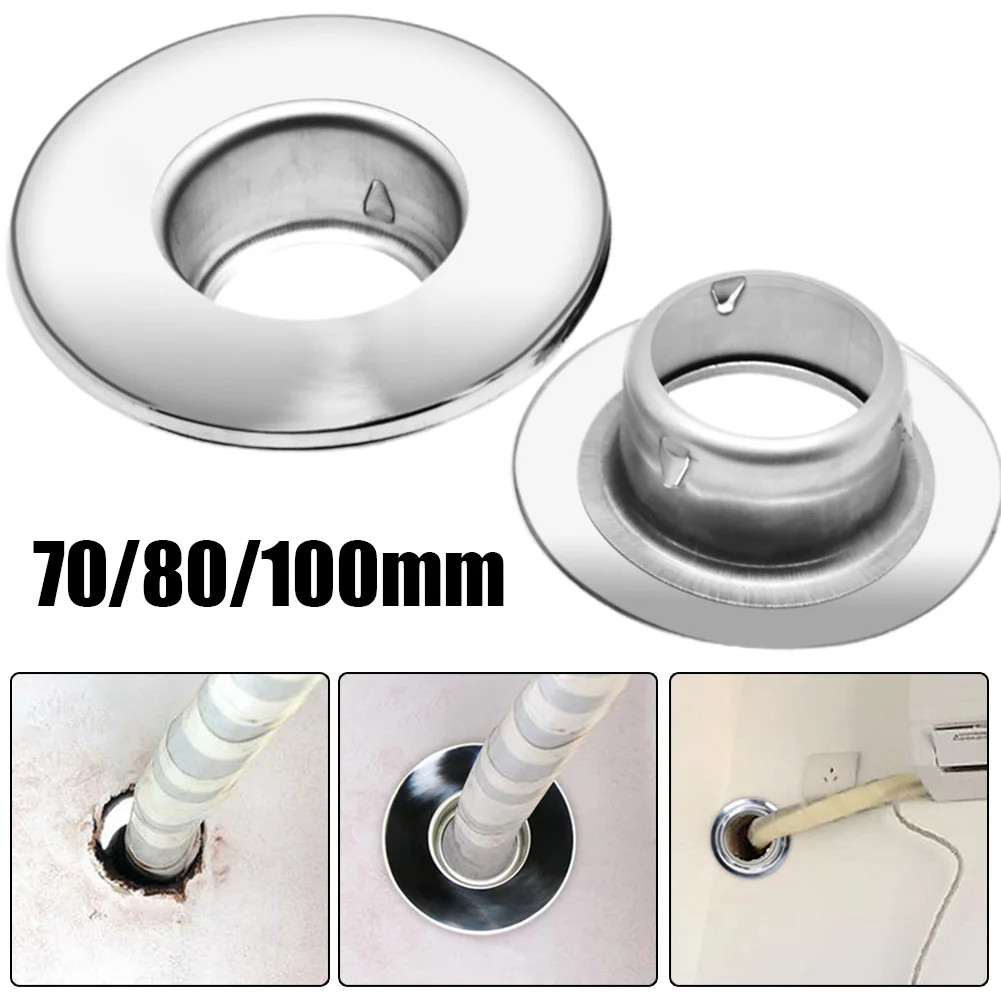 70/80/100mm Stainless Steel Round Pipe Flange Seat Tube Air Ventilation Hose Cover Rosette Plate Connector Air Vent Accessories
