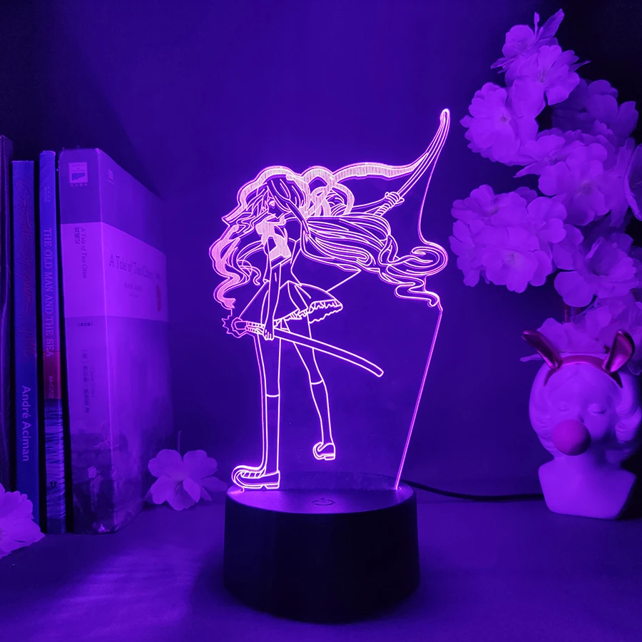 

Манга, 3d лампа, Saya Kisaragi, новинка, сенсорный датчик, ночная лампа, креативный подарок на день рождения, аниме, светодиодный светильник для спальни, художественный Декор