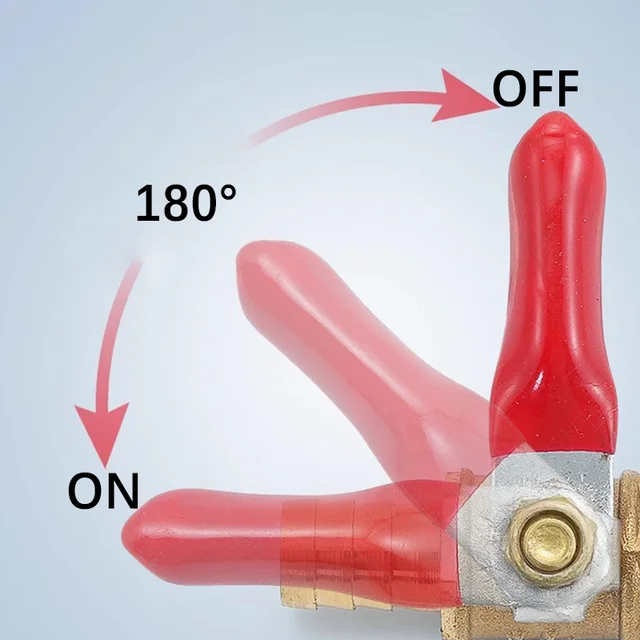 Red Handle Small Valve 6mm 8mm 10mm 12mm Hose Barb Inline Brass Water Oil Air Gas Fuel Line Shutoff Ball Valve Pipe Fittings 2