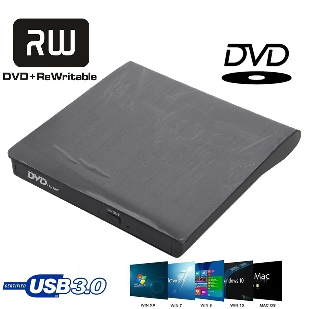 External DVD Player Portable DVD RW Drive CD Burner DVD/CD +/-RW USB 3.0 Compatible con Mac/OS/XP/Vista/Win11/Win10/Win8 dvd player cd player